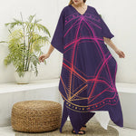Geometric Star of David Print Silk V-Neck Kaftan Dress