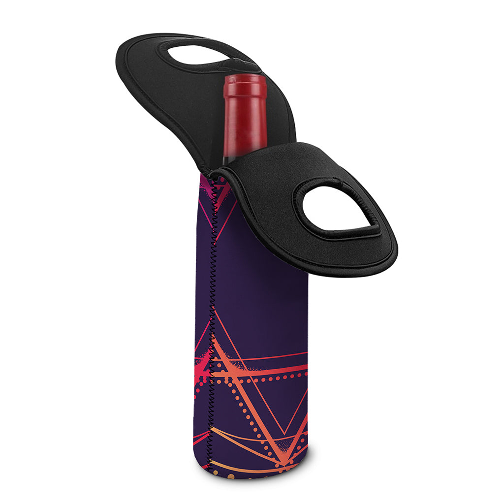 Geometric Star of David Print Single Neoprene Wine Tote