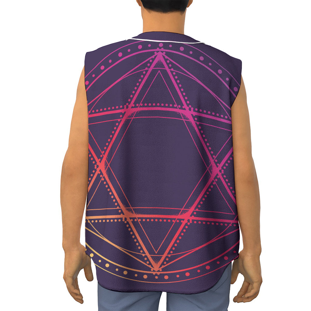 Geometric Star of David Print Sleeveless Baseball Jersey
