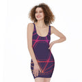 Geometric Star of David Print Sleeveless Bodycon Dress