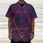 Geometric Star of David Print Textured Short Sleeve Shirt