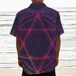 Geometric Star of David Print Textured Short Sleeve Shirt