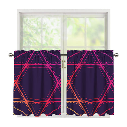 Geometric Star of David Print Tier Curtains