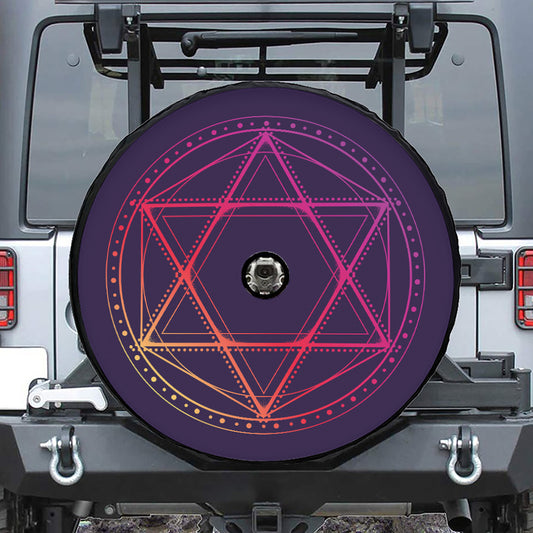 Geometric Star of David Print Tire Cover With Camera Hole