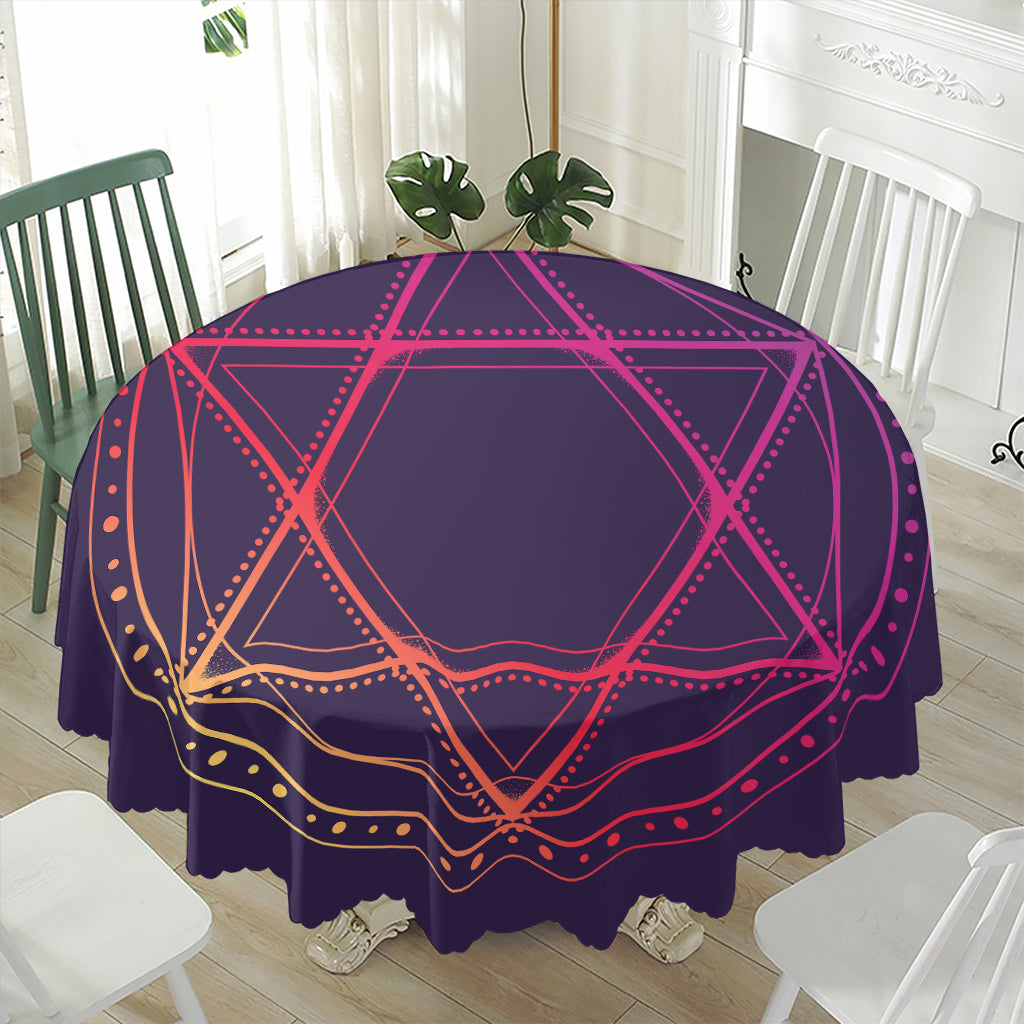 Geometric Star of David Print Waterproof Round Tablecloth