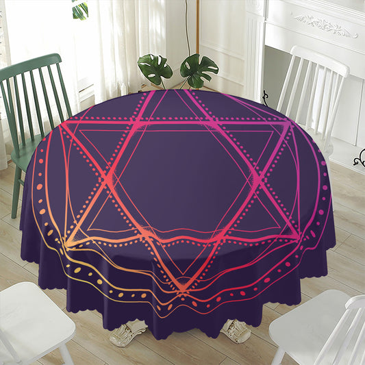 Geometric Star of David Print Waterproof Round Tablecloth