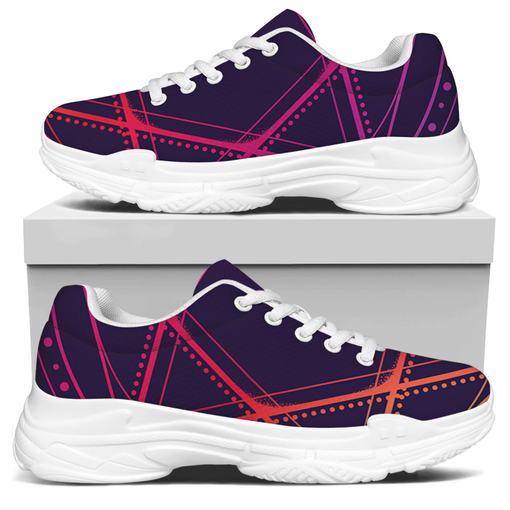 Geometric Star of David Print White Chunky Shoes