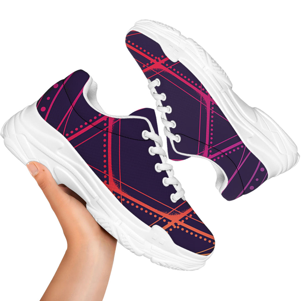 Geometric Star of David Print White Chunky Shoes