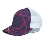 Geometric Star of David Print White Mesh Trucker Cap