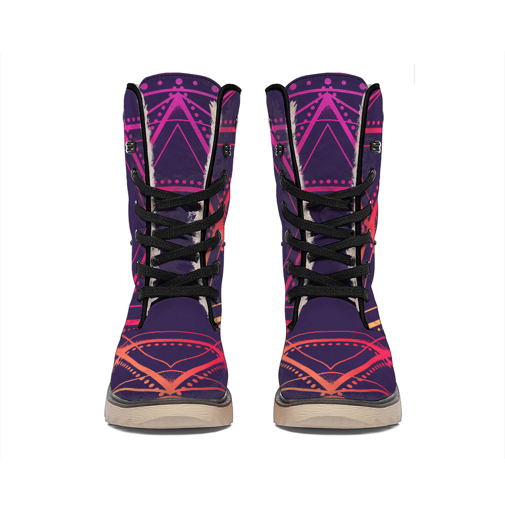 Geometric Star of David Print Winter Boots