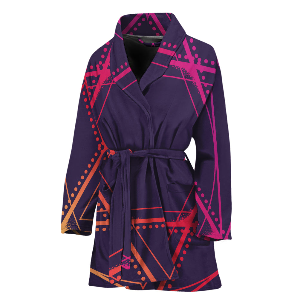 Geometric Star of David Print Women's Bathrobe