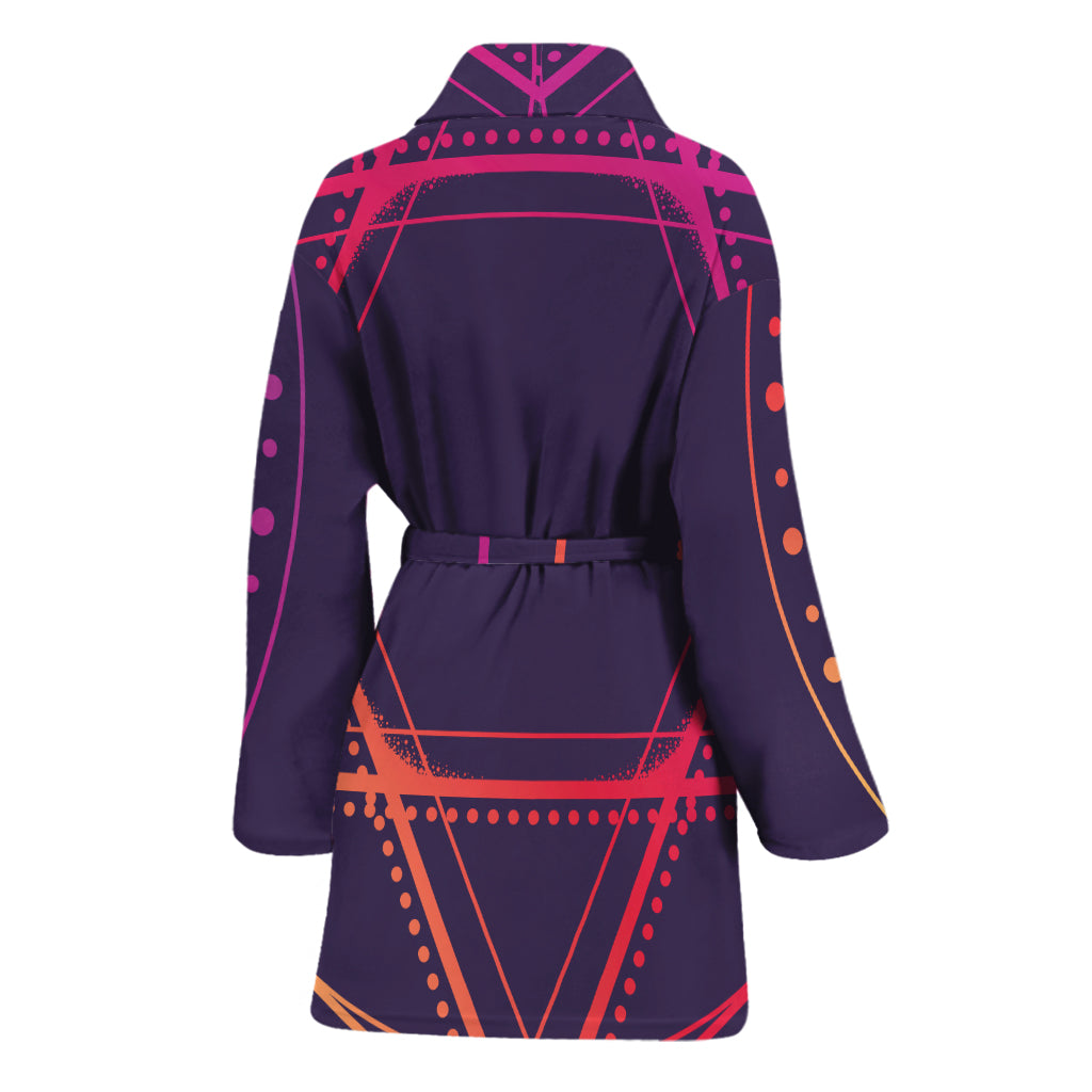 Geometric Star of David Print Women's Bathrobe