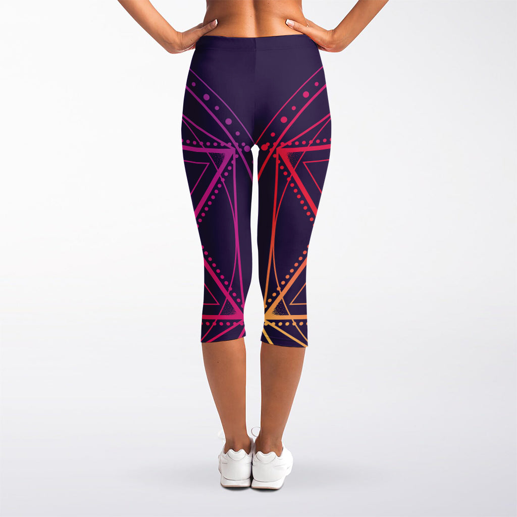 Geometric Star of David Print Women's Capri Leggings
