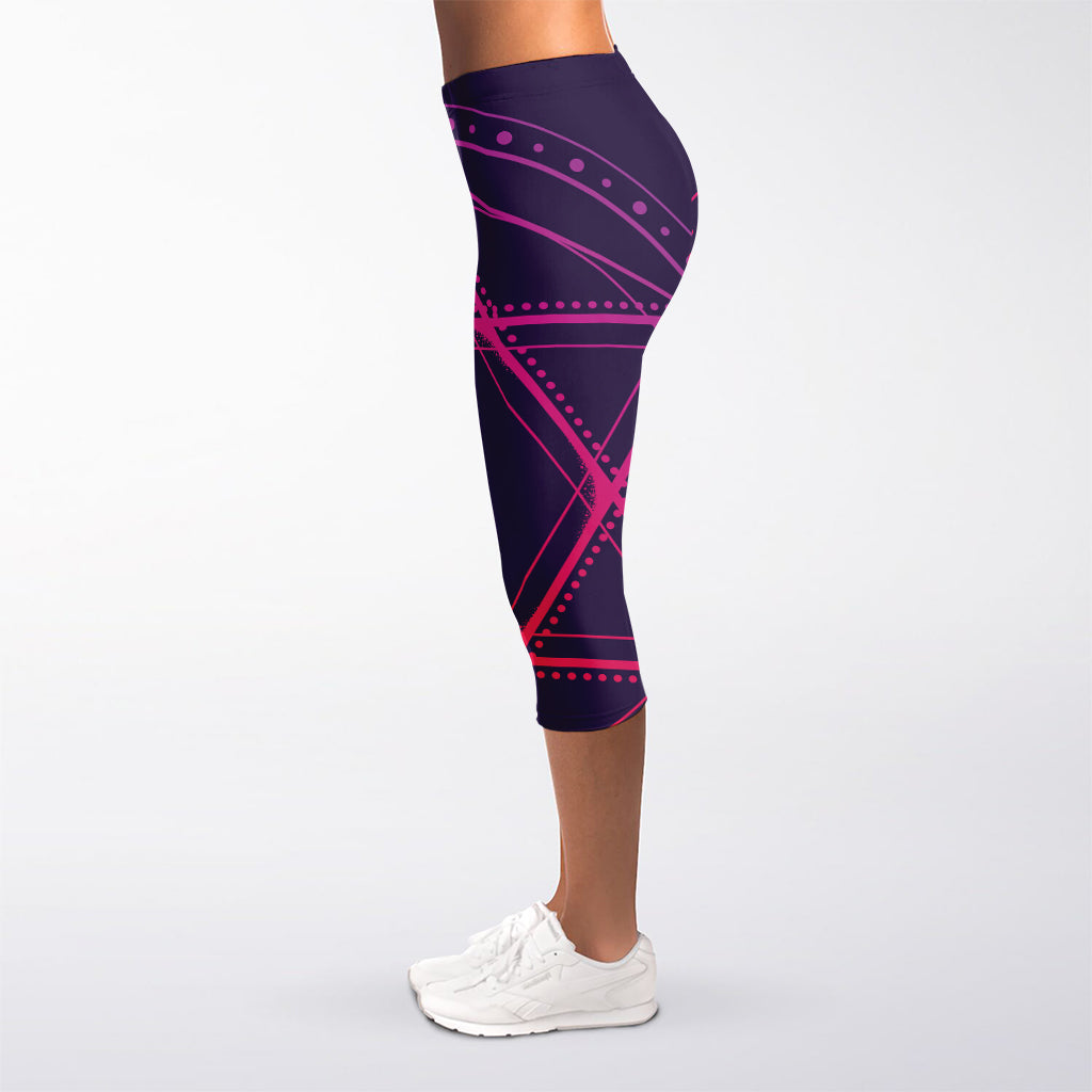 Geometric Star of David Print Women's Capri Leggings