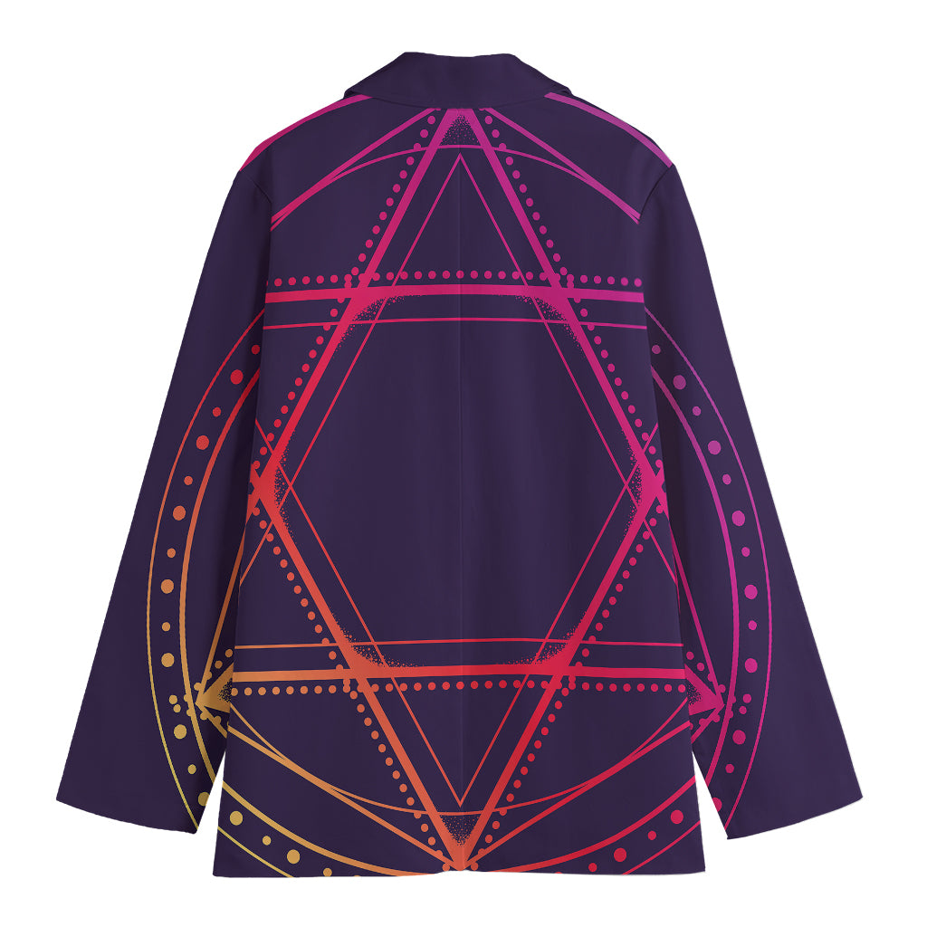 Geometric Star of David Print Women's Cotton Blazer