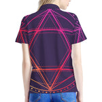 Geometric Star of David Print Women's Polo Shirt