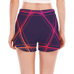 Geometric Star of David Print Women's Split Running Shorts