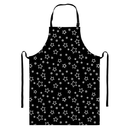 Geometric Star Pattern Print Bib Apron With Pocket