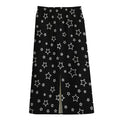 Geometric Star Pattern Print Cotton Front Slit Maxi Skirt