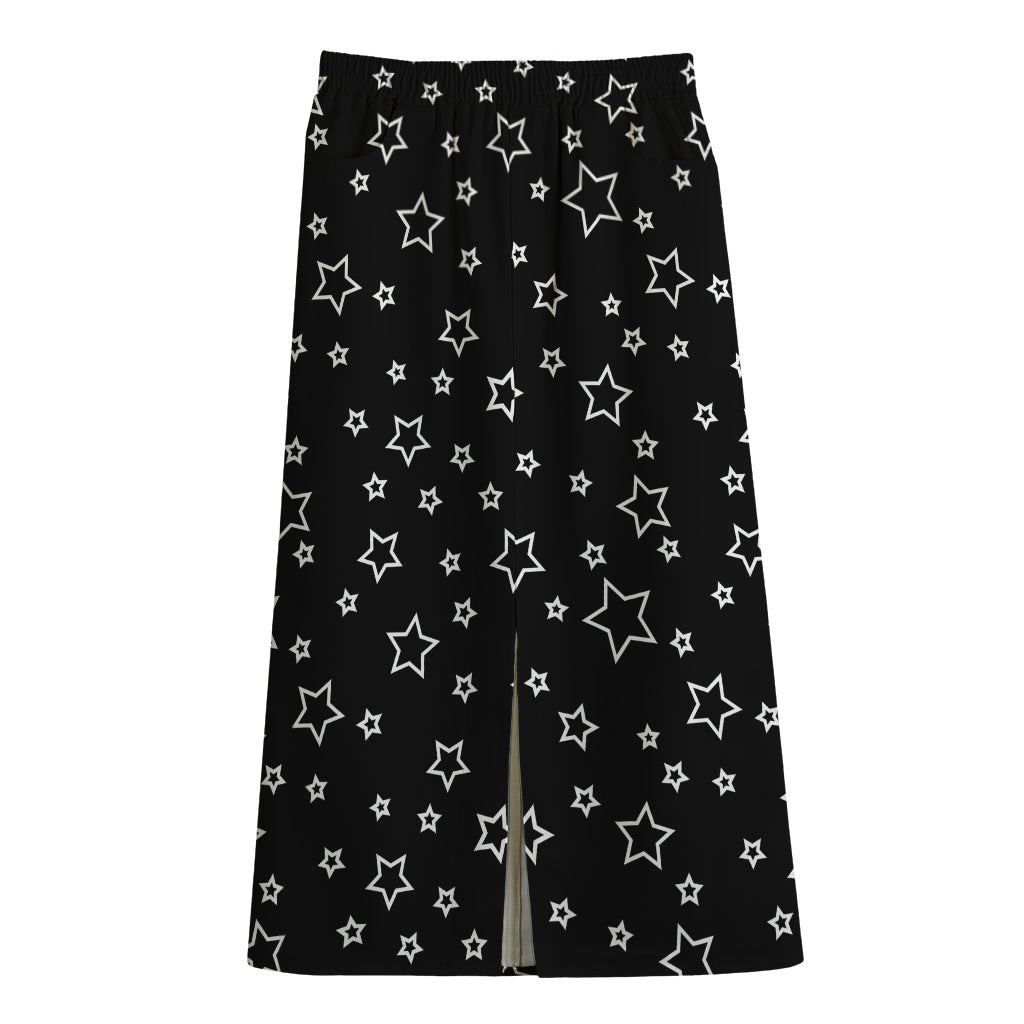 Geometric Star Pattern Print Cotton Front Slit Maxi Skirt