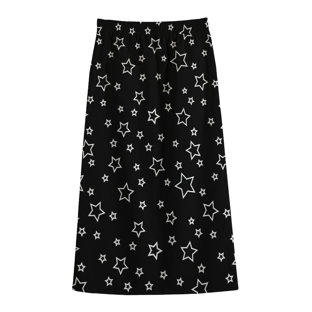 Geometric Star Pattern Print Cotton Front Slit Maxi Skirt