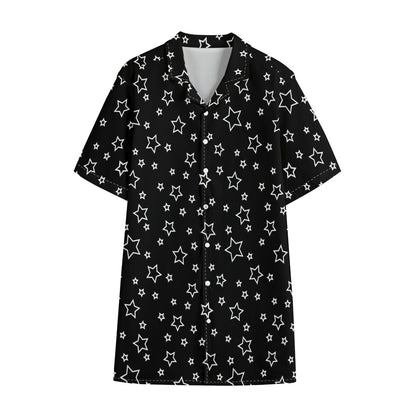 Geometric Star Pattern Print Cotton Hawaiian Shirt