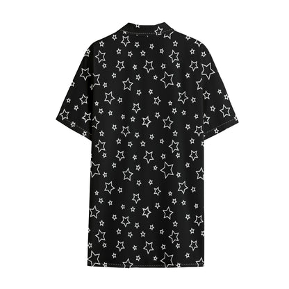 Geometric Star Pattern Print Cotton Hawaiian Shirt