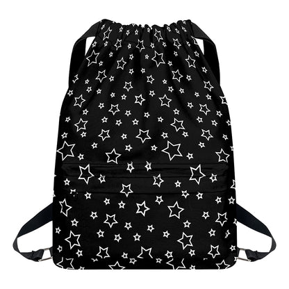 Geometric Star Pattern Print Drawstring Backpack