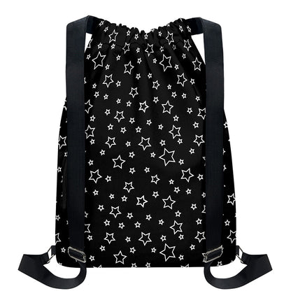 Geometric Star Pattern Print Drawstring Backpack