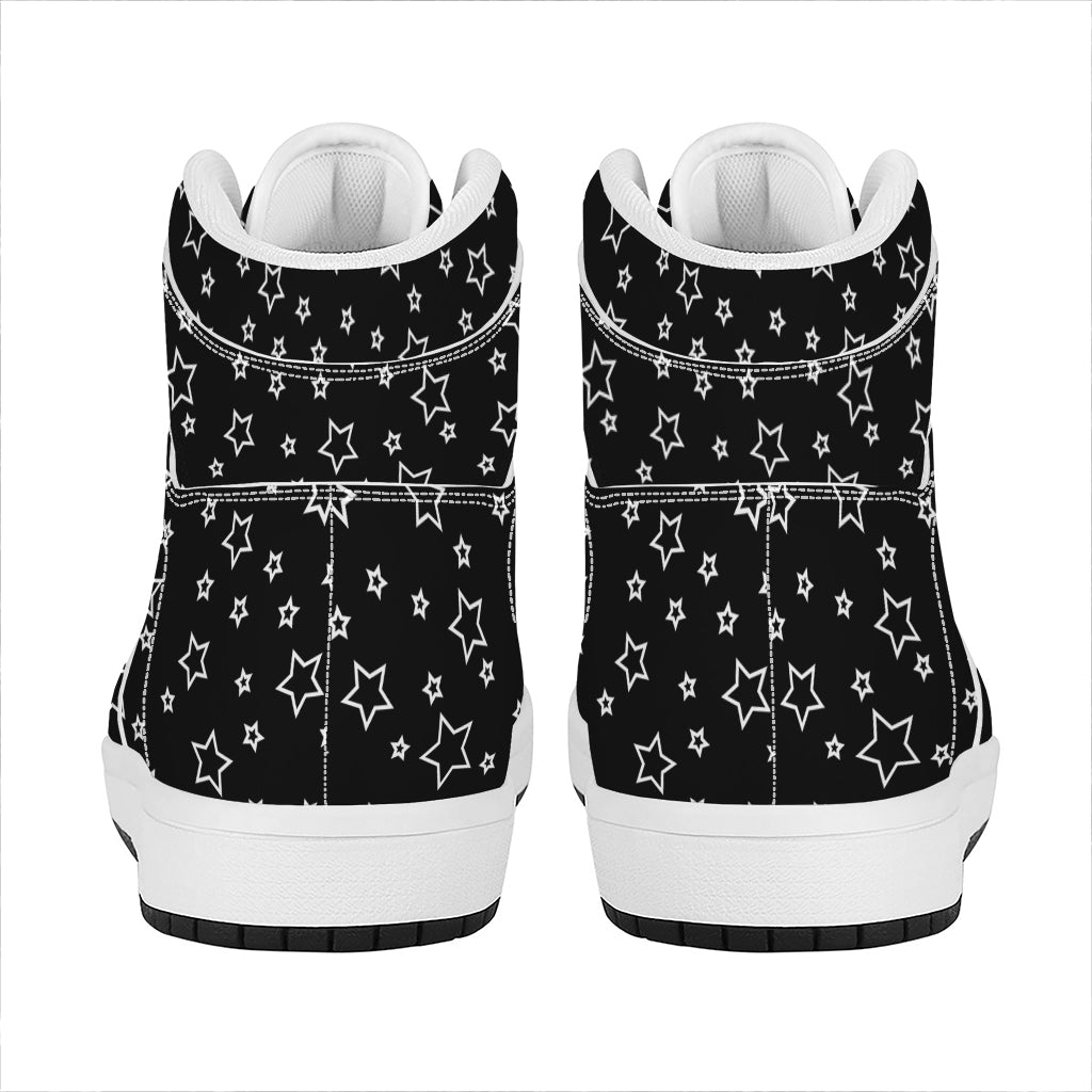 Geometric Star Pattern Print High Top Leather Sneakers
