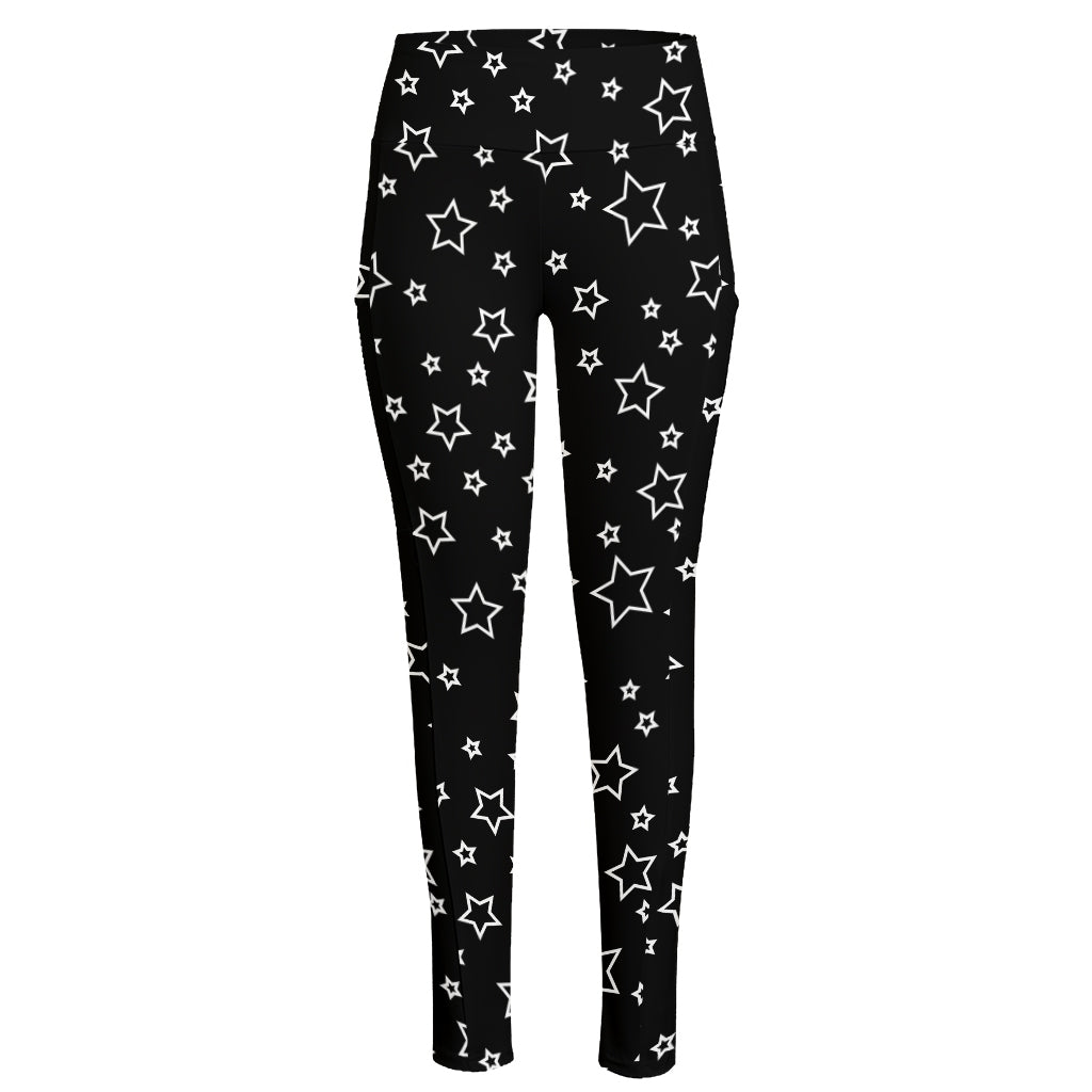 Geometric Star Pattern Print High-Waisted Pocket Leggings