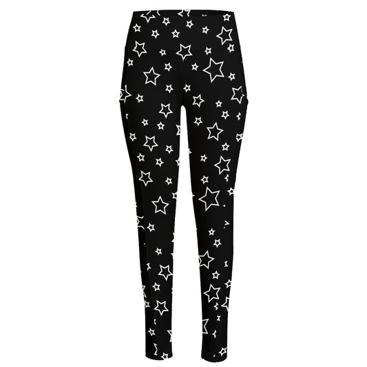 Geometric Star Pattern Print High-Waisted Pocket Leggings
