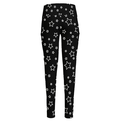 Geometric Star Pattern Print High-Waisted Pocket Leggings