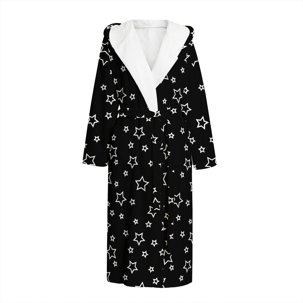 Geometric Star Pattern Print Hooded Bathrobe