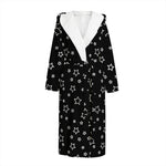 Geometric Star Pattern Print Hooded Bathrobe