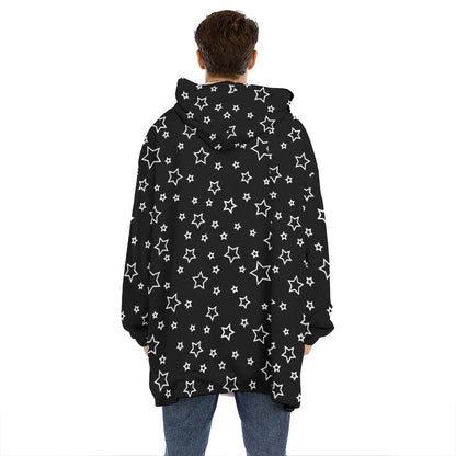 Geometric Star Pattern Print Hoodie Blanket