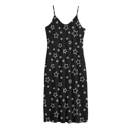 Geometric Star Pattern Print Jersey Midi Cami Dress