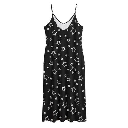 Geometric Star Pattern Print Jersey Midi Cami Dress