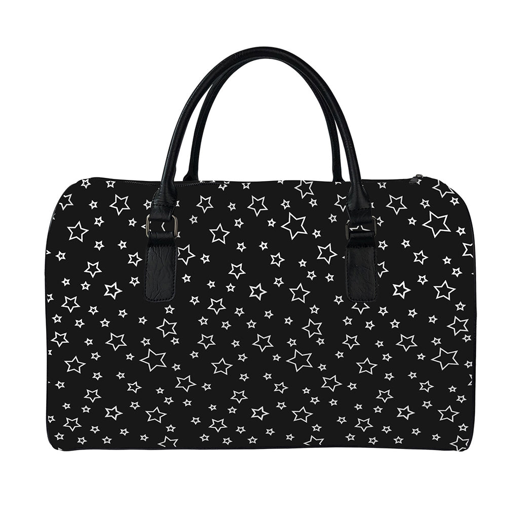 Geometric Star Pattern Print Leather Duffle Bag