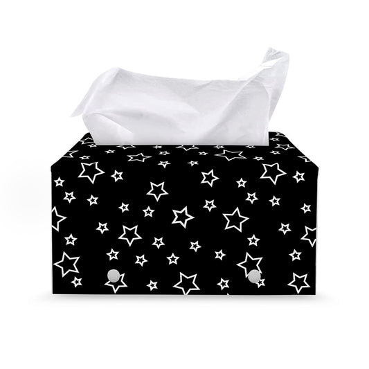Geometric Star Pattern Print Leather Tissue Box Cover