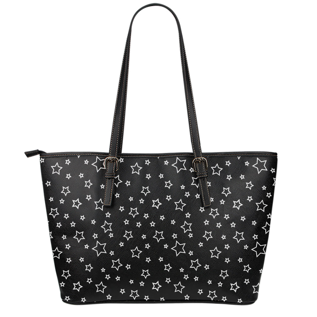 Geometric Star Pattern Print Leather Tote Bag