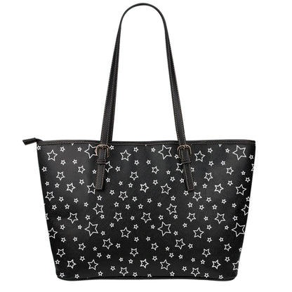 Geometric Star Pattern Print Leather Tote Bag