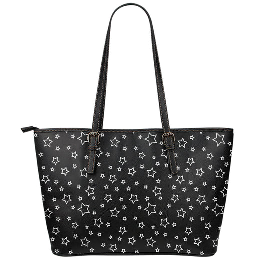 Geometric Star Pattern Print Leather Tote Bag