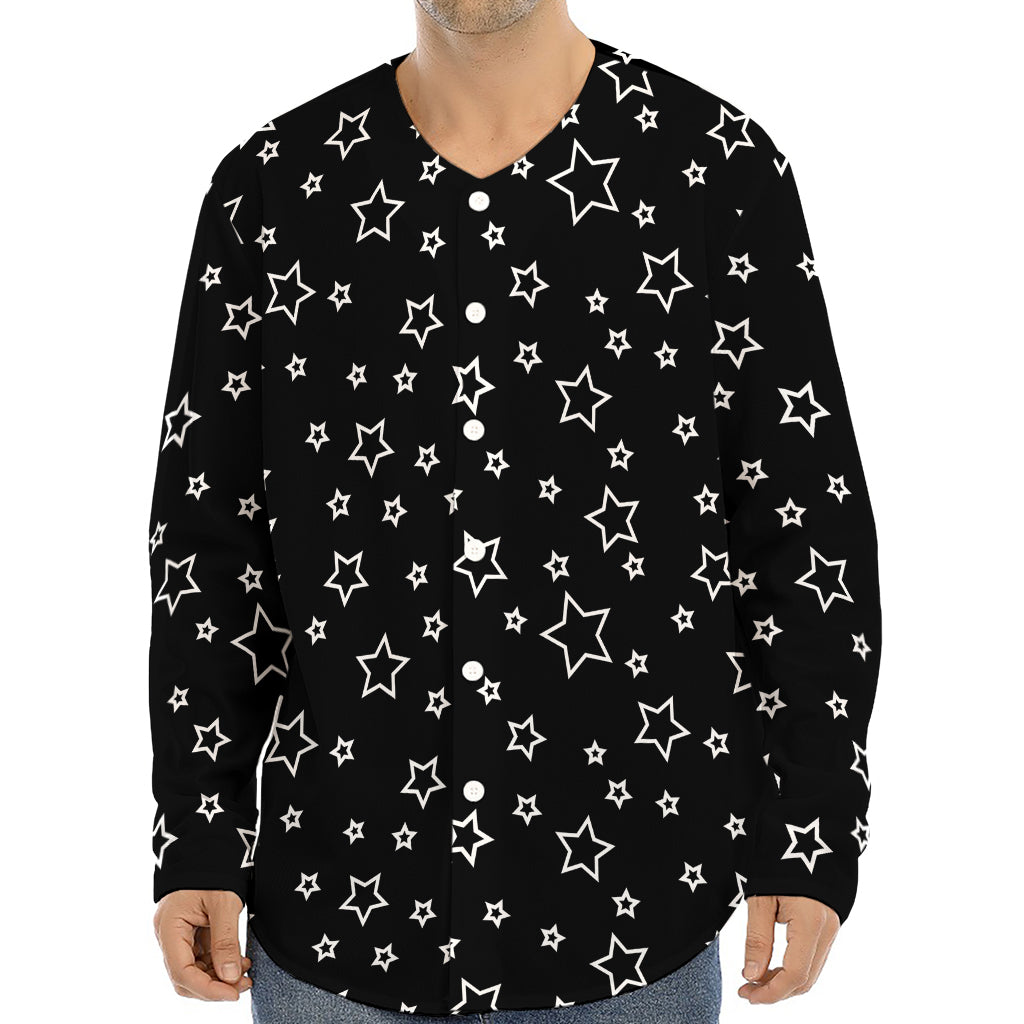 Geometric Star Pattern Print Long Sleeve Baseball Jersey