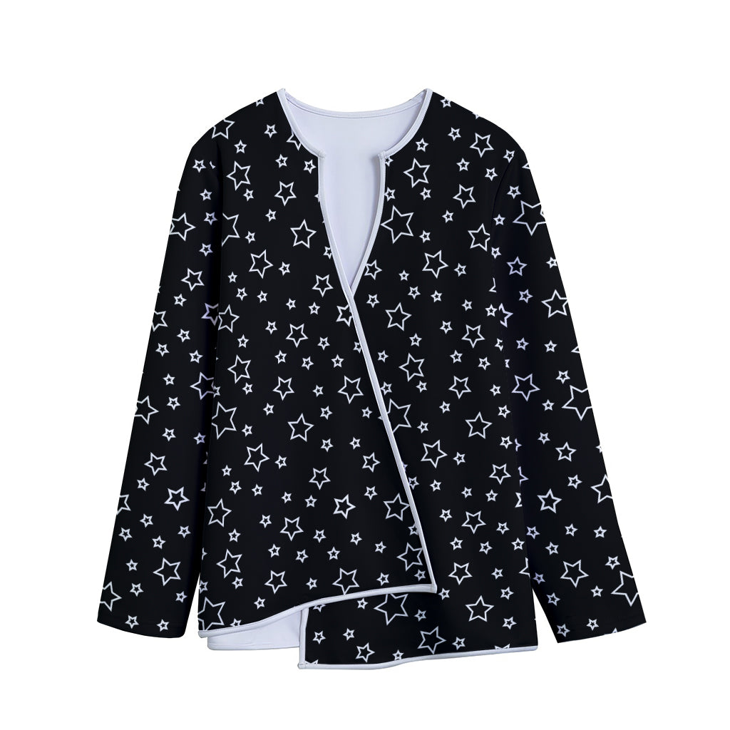 Geometric Star Pattern Print Long Sleeve Short Coat