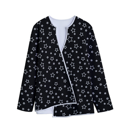 Geometric Star Pattern Print Long Sleeve Short Coat