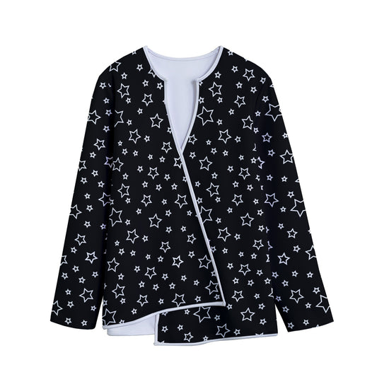 Geometric Star Pattern Print Long Sleeve Short Coat
