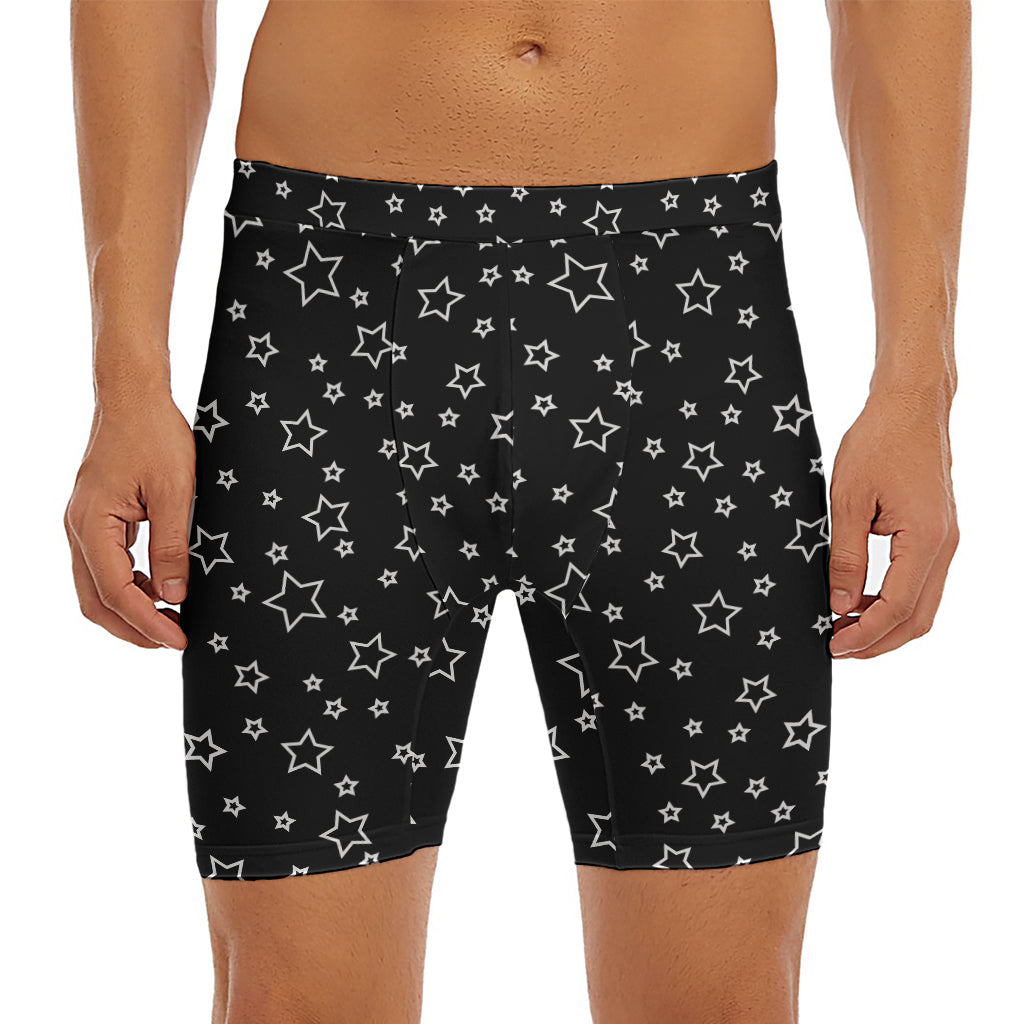 Geometric Star Pattern Print Men's Long Boxer Briefs