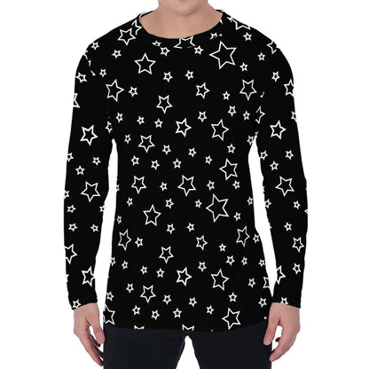 Geometric Star Pattern Print Men's Long Sleeve T-Shirt