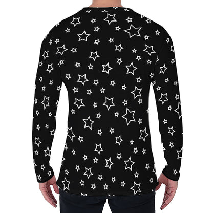 Geometric Star Pattern Print Men's Long Sleeve T-Shirt